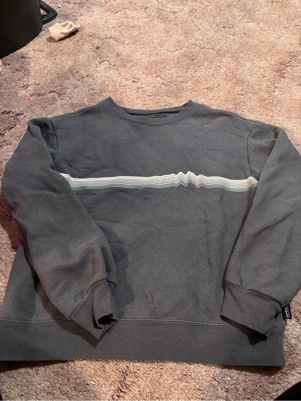 Patagonia Dark Gray Crewneck with Subtle Stripe